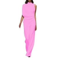 Plus size Rompers za žene Čvrsto boje ravno hlače Jednostavan izvrsni dizajn ROMper Pink XXL