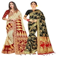 Pakovanje dve sarete za žene banarasi Art Silk Indiandiwali Sari