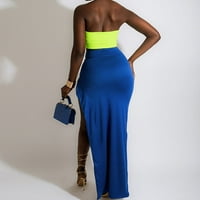 Odeerbi Košulje za žene Modne erogene pune boje pune bez rukava Top + Split suknja postavljena plava