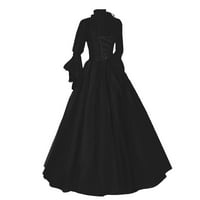Vintage žene retro gotičke haljine s dugim rukavima dugačke haljine