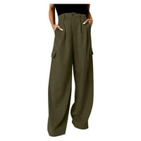 Teretne pantalone za žene visoke struk široke noge teretni hlače Baggy casual borbene vojne hlače s