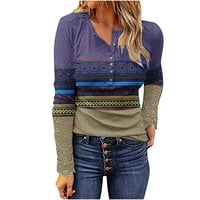 tklpehg ženske košulje s dugim rukavima Jesen Slobodne vrećice Udobni bluzni pulover vrhove Grafički