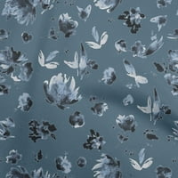 Onuone viskoze Šifon tamne tealne plave tkanine cvjetni akvarelni zanatski projekti Dekor tkanina Štampano
