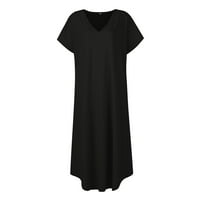 Ženske haljine Ženska Boho haljina Odmor V-izrez kratki rukav Srednja duljina kruta midi crna m
