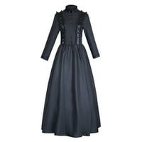 Voncos Vintage ženske haljine srednjovjekovne renesansne gotičke dugih rukava pune boje maxi haljine