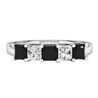 DazzlingRock kolekcija 1. Carat 14K Crno-bijeli dijamantni kameni mladenkini vjenčani prsten, bijelo