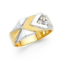 Jewels 14k Bijelo i žuto zlato Dva tona kubična cirkonija CZ muške prstene veličine 10.5