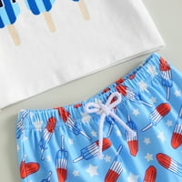 Dan nezavisnosti Baby Boy Summer Outfets Skraćeno rukavice Print Tors + Sladoled Podesite kratke hlače