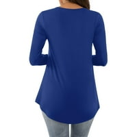Scyoekwg majice za dugih rukava za žene Fals moda pulover dugih rukava Tunička košulja Ležerne prilike tunike Lames Ladfy Lagane bluze okrugli vrat Klasična puna boja plava xl