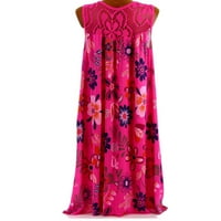 Bazyrey ženske haljine ljetne čipkaste haljine bez rukava ženke cvjetne casual okrugle dekoltene haljine ružičaste 3xl