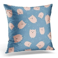 Baby ružičasti simpatični sova ručna nacrtana jastuk za životinjsku jastuk za jastuk