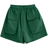 NSENDM kratke hlače za žene Trendy Plus Veličina Žene Comfy CrckString Ležerne prilike Elastični pojačani džep labavi kratke hlače plus veličina, zelena, l