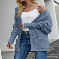Ženski kokici s dugim rukavima otvoreni prednji kletjski pleteni prevelizirani kardiganski džemper