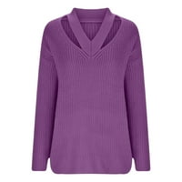 Dukseri za žensko čišćenje prodaja Jeftini modni ženski povremeni V-izrez dugih rukava jesenski džemper