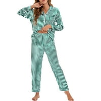 Ženske pidžame postavlja dugme za spavanje s dugim ručicama dugih rukava i padžama hlače setovi zelene