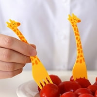 Postavite voćne vilice Kompaktni žirafe za višekratnu upotrebu Oblik Easy Clean Cartoon Salata Torta za hranu Viljuškari Kuhinjski materijal