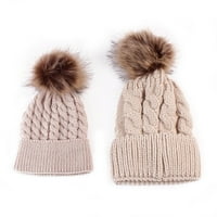 Peyakidsaa Women Baby Toar Winter Hat, Ležerna pletena vuna Beanie Fur Pom Bobble Crochet Ski kapa