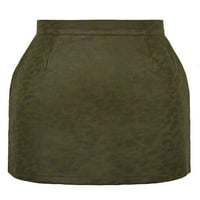 Capreze warp mini suknja High struk Kratke suknje za žene Casual Rhinestone Rad Zip suknje Army Green XL