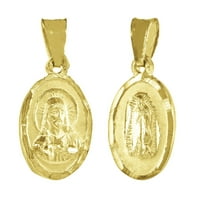 Sterling srebrni žuto zlato pozlaćeno kabel ogrlica sa guadalupe & sagnutom srcu Isusovog privednog privjeskog šarma