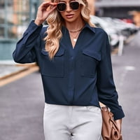 Ženska casual modni dvostruki džep labav jakna s dugim rukavima