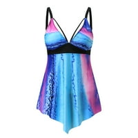 Ženski kupaći kostimi za plivanje koruga koruga koruga Konzervativni ispis Strappy Back Tankni set dva