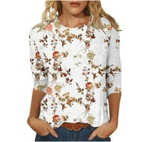 Cacomomrkark Pi ženski vrhovi bluza s dugim rukavima Ležerne prilike od ispisane labave majice rukavi