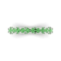 3. CT sjajan okrugli rez simulirani zeleni dijamant 18k bijeli zlatni večni bend sz 8.5