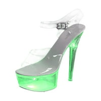 Prozirne cipele sa visokom petom sa šarenim svjetlima za žene sandale za žene zelene 6,5