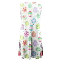 Jsaierl Uskršnja haljina za ženske grafičke haljine za jaje Ljetne haljine plus size bez rukava midi