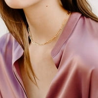 Datinty Slojred Početne ogrlice za žene, 14K pozlaćena kairclip clintna ogrlica jednostavna slatka šesterokutna