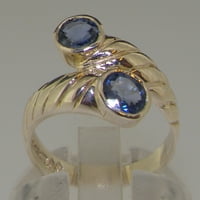 Britanci napravio je 18k bijelo zlato prirodno safir ženski prsten - Opcije veličine - 8. - Opcije veličine