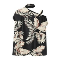Ženske vrhove Ležerne bluza od ispisanih ženskih majica s kratkim rukavima Skraćeno ljeto Crna S