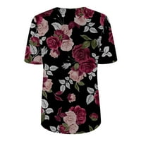 Cleance ženska odjeća modni kratki rukav cvijeće tiskane vrhove Y2K majice crveno m