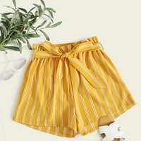 Ženske pantalone za klirence Plus Veličina Cvjetni print papirnate vrećice Podneve kratke hlače Žuta