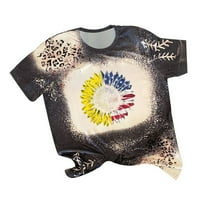 Gaecuw USA Themed Twirts Day Neovisnosti Žene Vrhovi modne neovisnosti Suncokretorni okrugli kratki