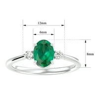 Superjeweler Carat ovalni oblik smaragd i dva dijamantna prstena u karatu bijelo zlato za žene