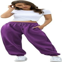 Ženske zglobove Dno dno džepova High Squist Sporty Gym Atletic Fit Jogger Hlače Lounge pantalone