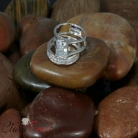 2. CT Princess Cut originalni kultivirani dijamant VS1-VS G-H 14K bijelo Angažovanje zlata Vjenčanje Bridalni set dizajnerskog prstena BW set W Crystal Boide Stones veličine 8.5