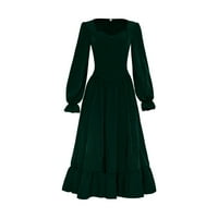 Wiueurtly Ljetne haljine za žene ženske vintage dugih rukava s punim rukavima V vrat gotička haljina
