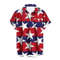 Cleariance Muške košulje 4. jula Američki majica Vintage Lan Solid Majica Džebovi za majice Crveni 3xl