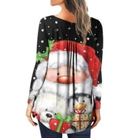 Zodggu božićne trendi modne dame Henley vrat ukrašeni božićno drvce Ispiši pletene ljuljačke košulje