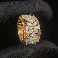 1. Karate Marquise Pear Princess Oblik Diamonds Art Deco Vjenčani prsten u znak Hallmark 14K Rose Gold