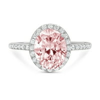 4.85ct ovalni rez ružičasti simulirani dijamant 18k bijeli zlatni godišnjički angažman halo prstena