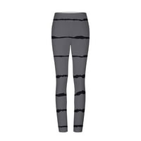 Joga nogavice za žene Trendy odjeća Jesen Stripe High Rise pantalone za pokretanje sportova Stretch tamno sivi XL