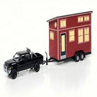 Dodge Ram W Tiny House, Crna - Round JLTH001A - Skala Diecast Model Toy auto