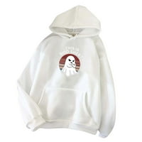 Ženska hoodie Halloween Print Hooded Žene poklon Dugi rukav džep labavi bijeli duksevi m