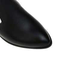 Žene srednje telefne čizme - blok u boji šiljaste prstiju debele cipele s visokim štiklama s visokim