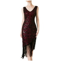 Plus veličina za žene Ženski suspender Crewneck Sequin Feather Maye Bezlesilež mini haljina za zabavu