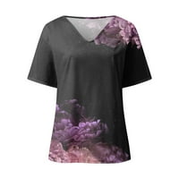 Gotyou Womens Plus veličine vrhova ženskog ljetna modna casual v rectir tiskana majica kratkih rukava Top