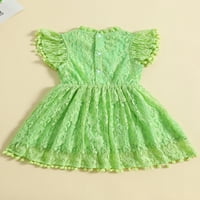 Calsunbaby Demice Girls Ljeto A-line haljina kratki rukav Of Clor Cvjetne tasseljene haljine za novorođenčad